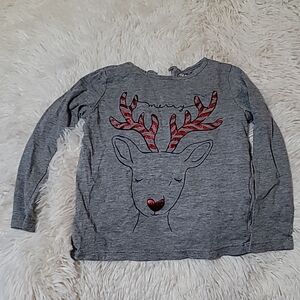 Joe Fresh, Gray, Reindeer, Kids Shirt, Christmas, Girl's size 18-24 months